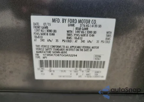 2016 Ford Explorer Xlt from USA, damaged, VIN 1FM5K7D87GGA52294